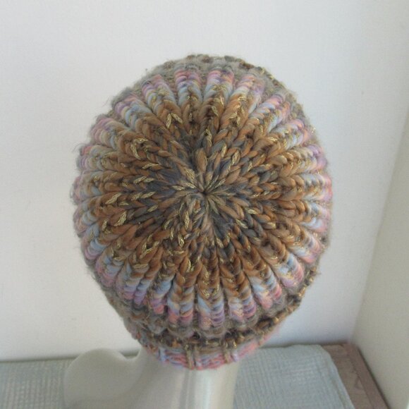 Lot of 2 beanie hats, one size, stretch, chunky & slouchy hat Pink, Multicolor - Picture 3 of 11